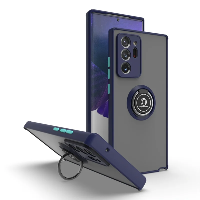 Durable Shockproof Armor Case with Magnetic Ring Holder and Matte Finish