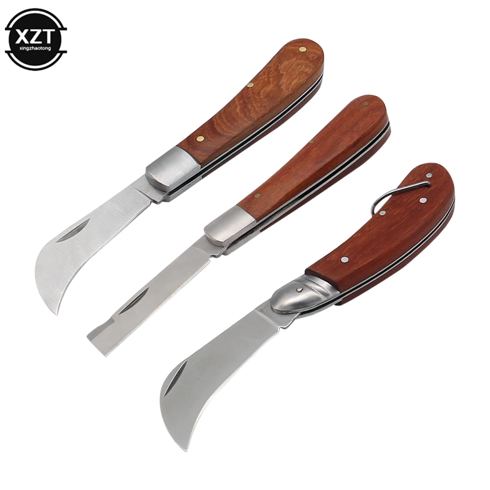 Stainless Steel Mushroom Knife Wallpaper Rosewood Handle Sickle Pocket Folding Knife Electrician Camping Survival Tool pocket knife