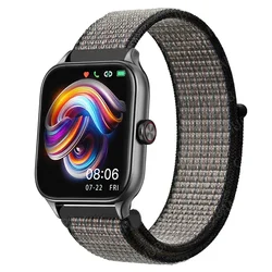 Nylon Loop Strap - Premium Adjustable Bracelet - 22mm watch band (51 Heartbeat Blue)
