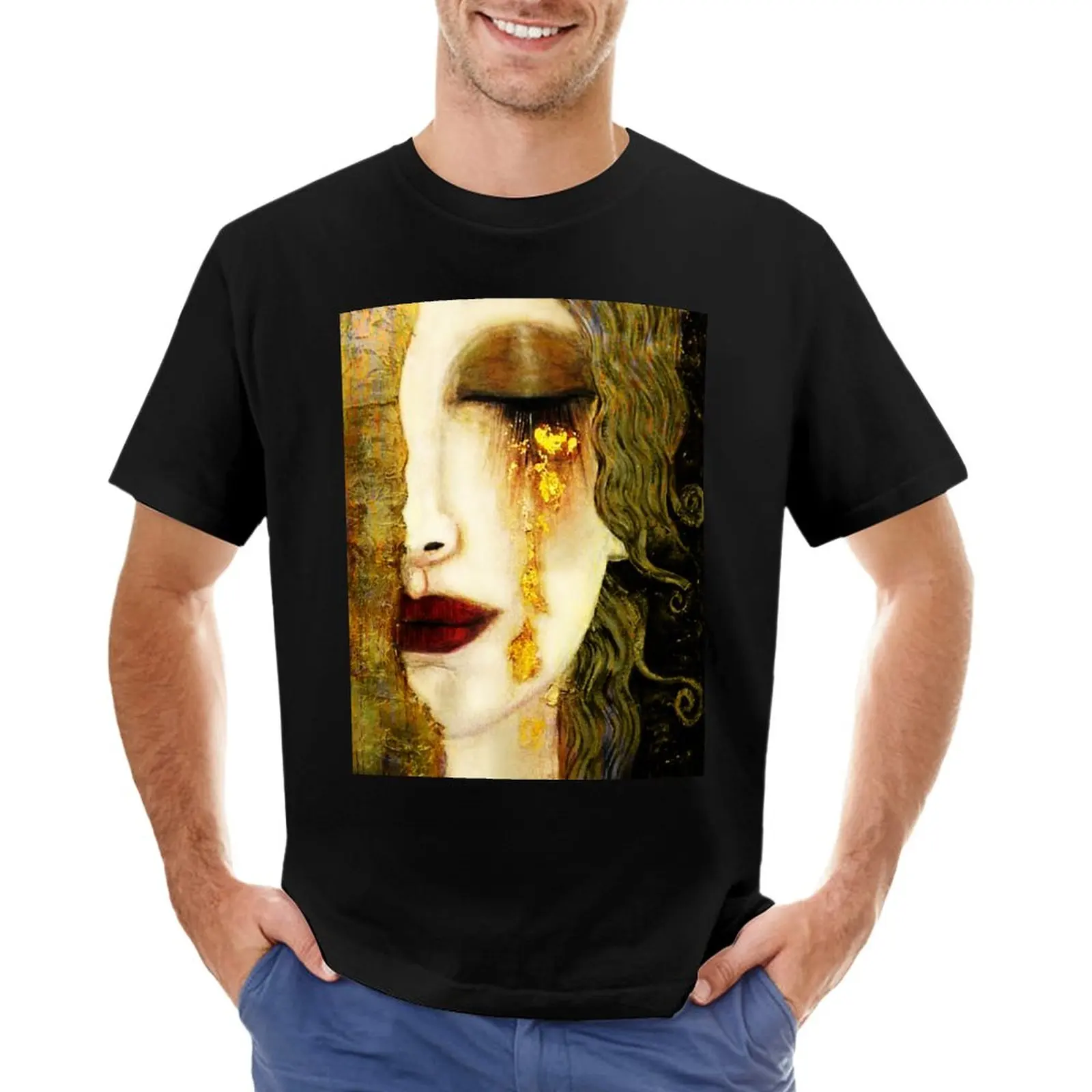 Golden Tears Freya Tears Of Gold Anne Marie Zimmerman (School Of Klimt) T-Shirt Oversize Sweat Mens Workout Shirts