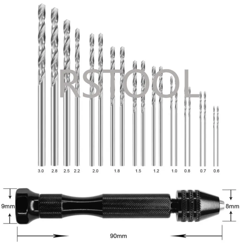 Hand Drill Bits Set 21pcs Hand Drill Precision Pin Vise Micro Twist