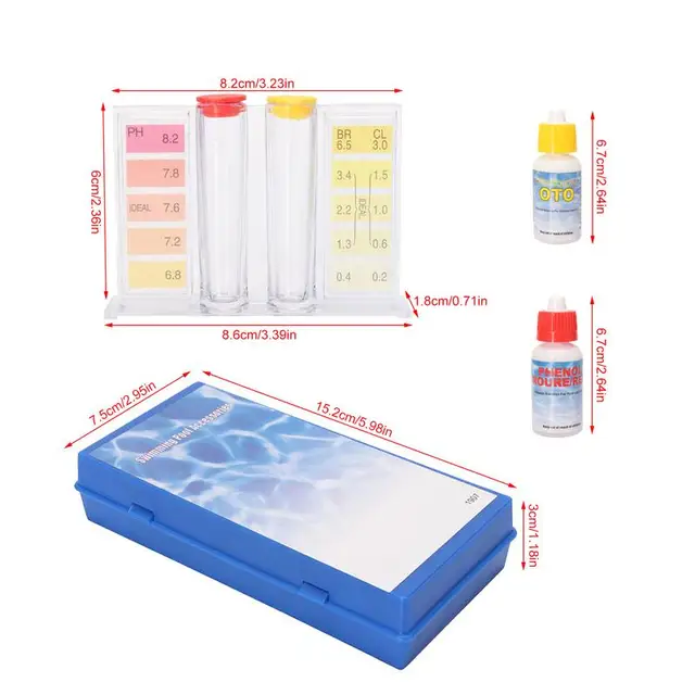Klór Ph -Tesztkészlet Medence Gyógyfürdő Pezsgőfürdő -Medence Tesztelő Vízminőségi Készlet Úszómedence - Image 6