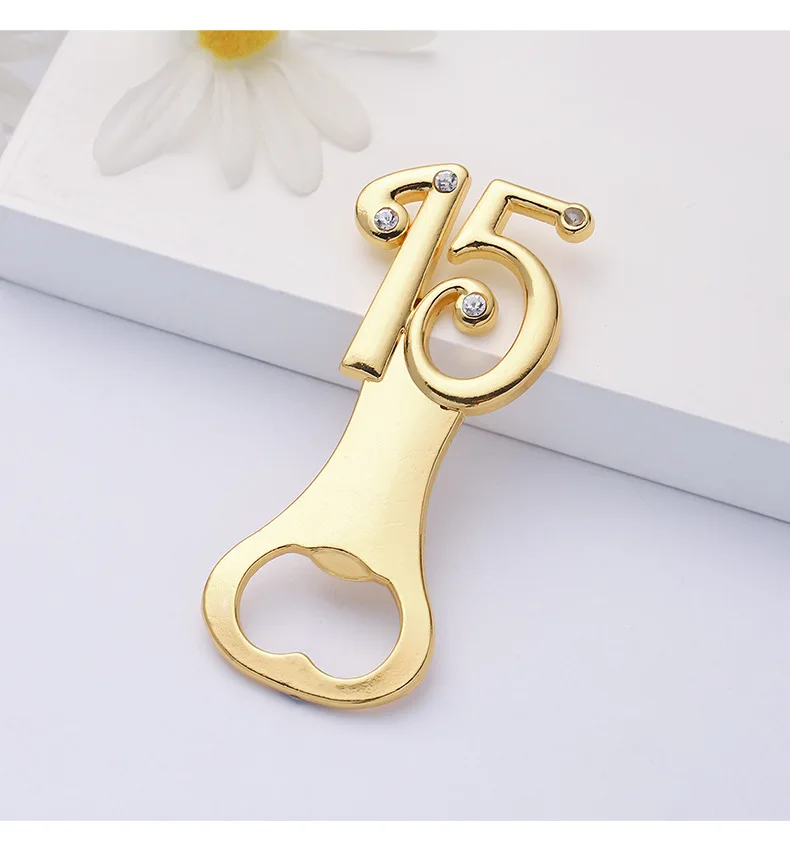 (10 Pcs/lot) 60th gold Wedding bottle opener For Silver wedding Gifts and 18th Bridal shower Party Favors and 15th opener