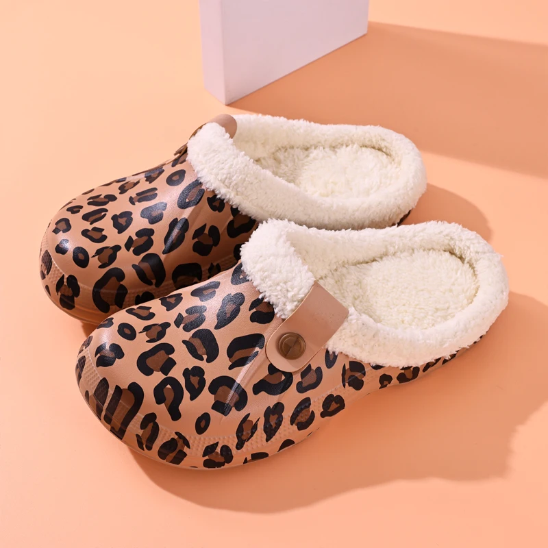 Indoor slippers women winter cotton rubber sole anti-slips waterproof home shoes