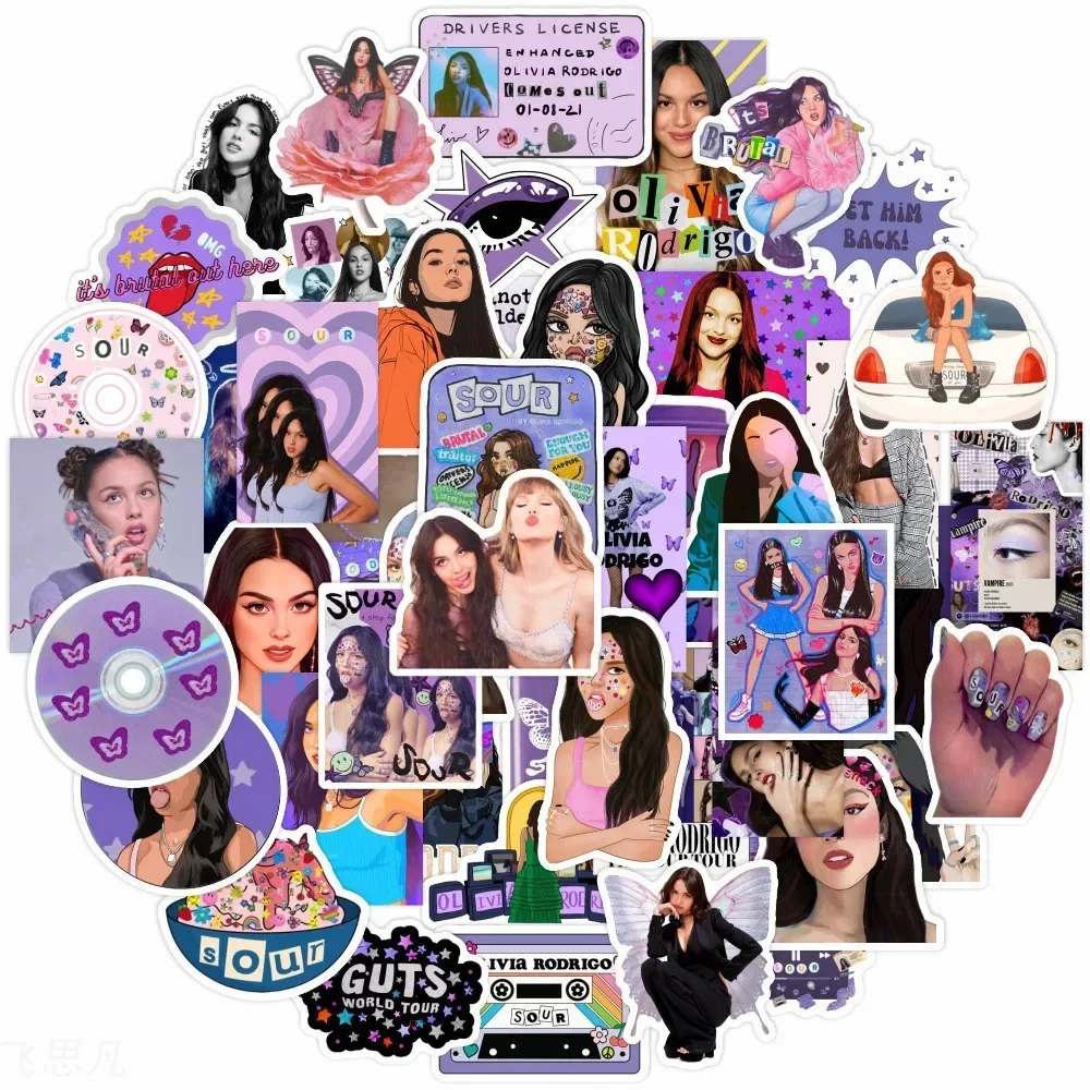 Decorative Stickers 50Pcs Olivia Isabel Rodrigo Originality Singer Star Laptop/skateboard Theme Party Waterproof