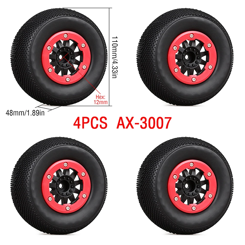 Jeu De 4 Jantes Beadlock Et Pneus En Caoutchouc Pour Voiture RC 1/10 - 110 Mm - Compatible ARRMA SENTON, Traxxas Slash Et Autres