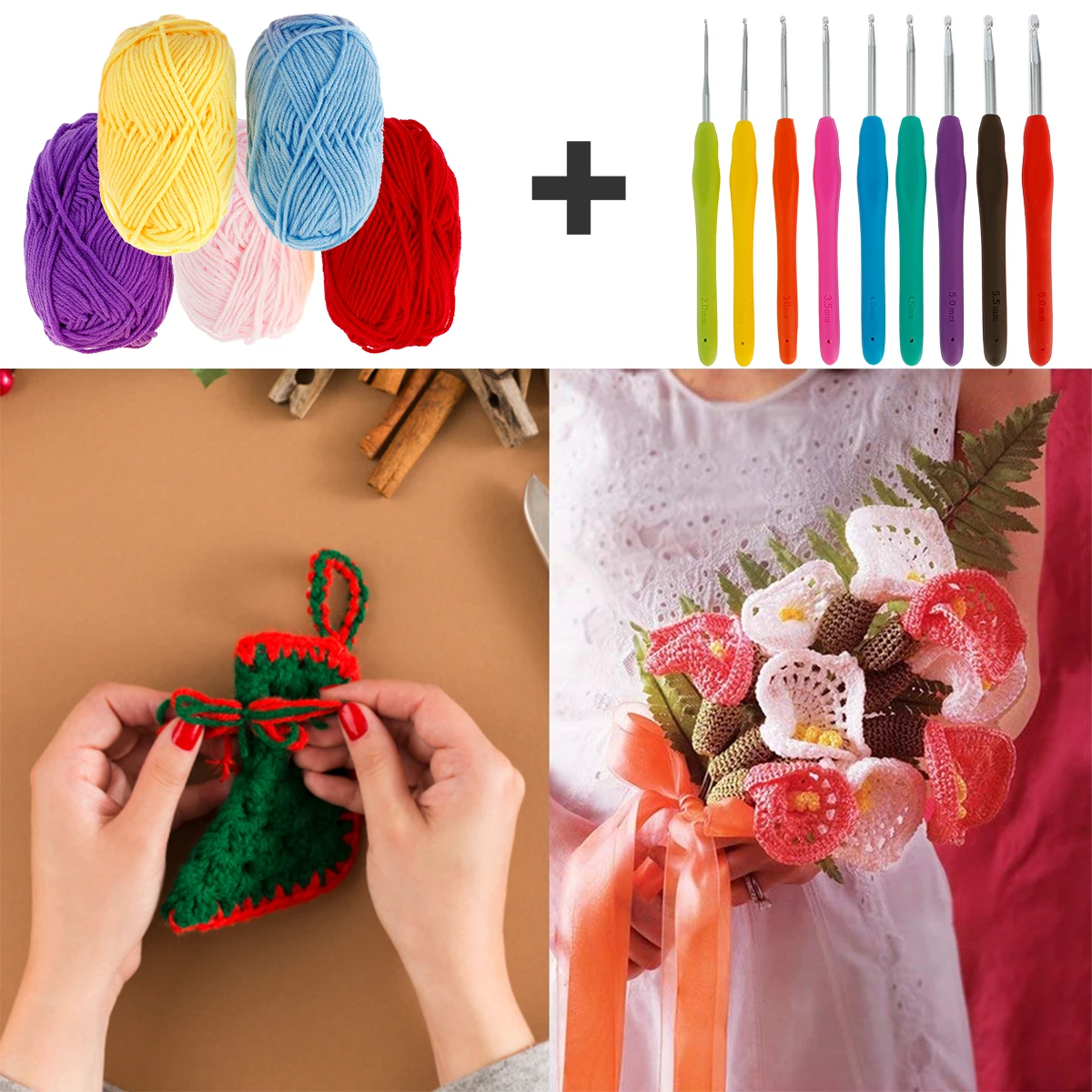 132Pcs Practical Crochet Hook Set Complete Crochet Kits for Beginners Hand Knitting Needles Tools Ball Markers With Bag