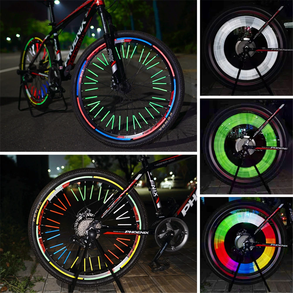 12pcs/Set Bicycle Mountain Bike Wheel Rim Spoke Mount Clip Tube Warning Light Strip Reflector Reflective Outdoor Riding 75mm