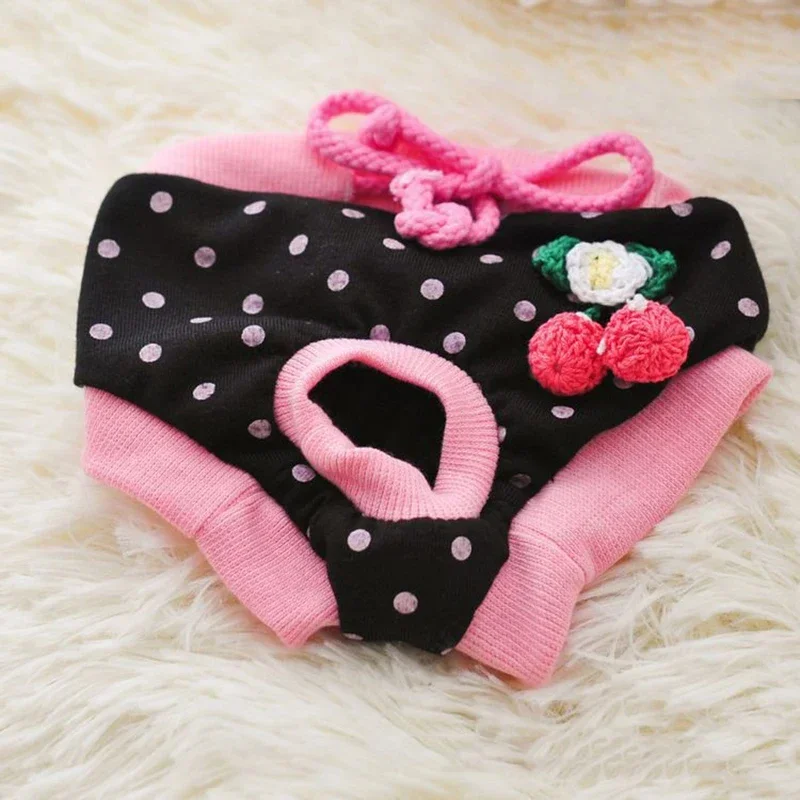1PC pet dog shorts sanitary physiological pants cute fruit print diaper dog shorts washable female panties underwear briefs dog diapers pet diapers dog nappies dog shorts