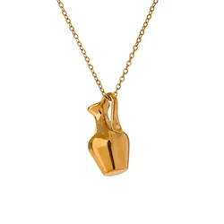 Yhpup Personalized Solid Metal Vase Charm Necklace Pendant - Waterproof Stainless Steel Fashion Jewelry (YH3822A)