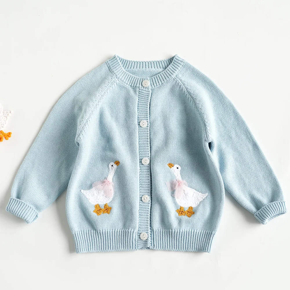 Autumn Winter Children Cotton Knitted Sweaters Cartoon Embroidery Baby Girls Cute Casual Cardigan Sweater kids sweater