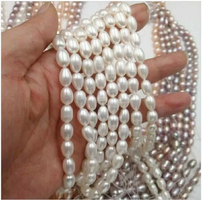 new beautiful 8-10mm Natural Pearl Necklac 36inch