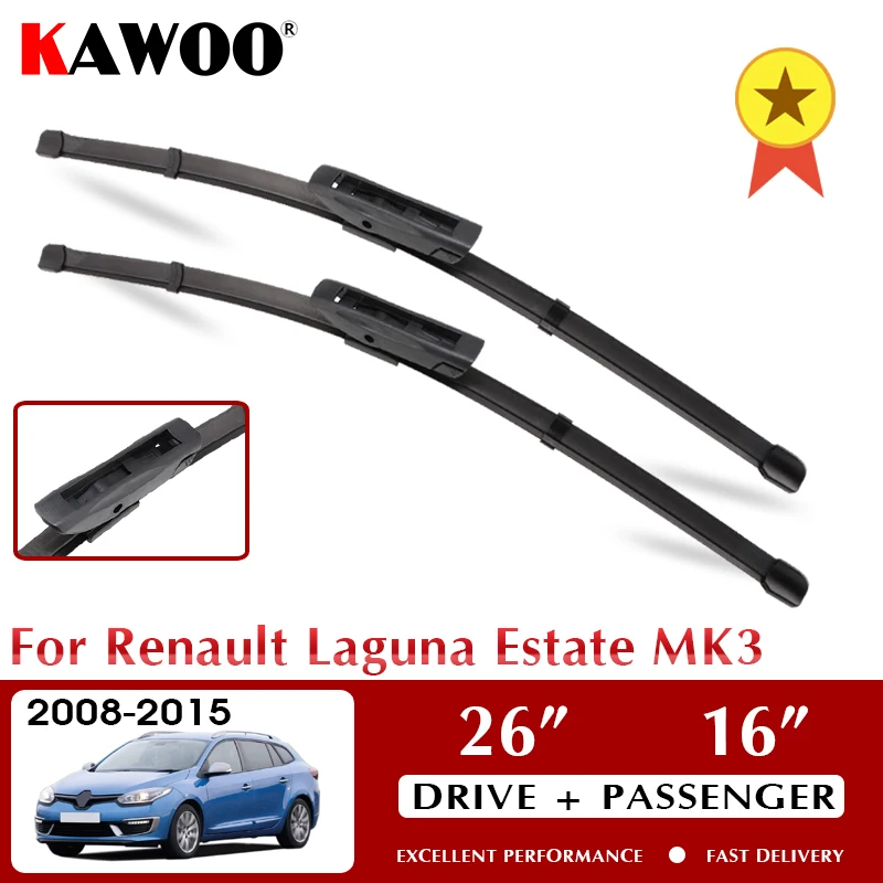 Kawoo Spazzole Tergicristallo Auto Tergicristallo Per Renault Laguna Estate Mk3 2008-2015 Parabrezza Parabrezza Accessori Finestra Anteriore 26 "+ 16"