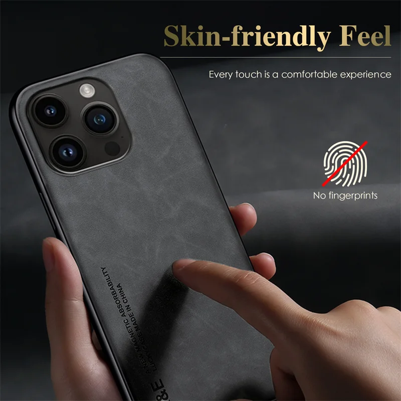 Luxury Magnetic Sheepskin Matte Leather Phone Case - Slim Back Cover