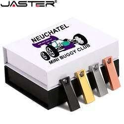 JASTER Metal USB Flash Drives 128GB Free Custom Logo Black Pen drive 64GB with Carton box Memory stick 32GB U disk For Computer