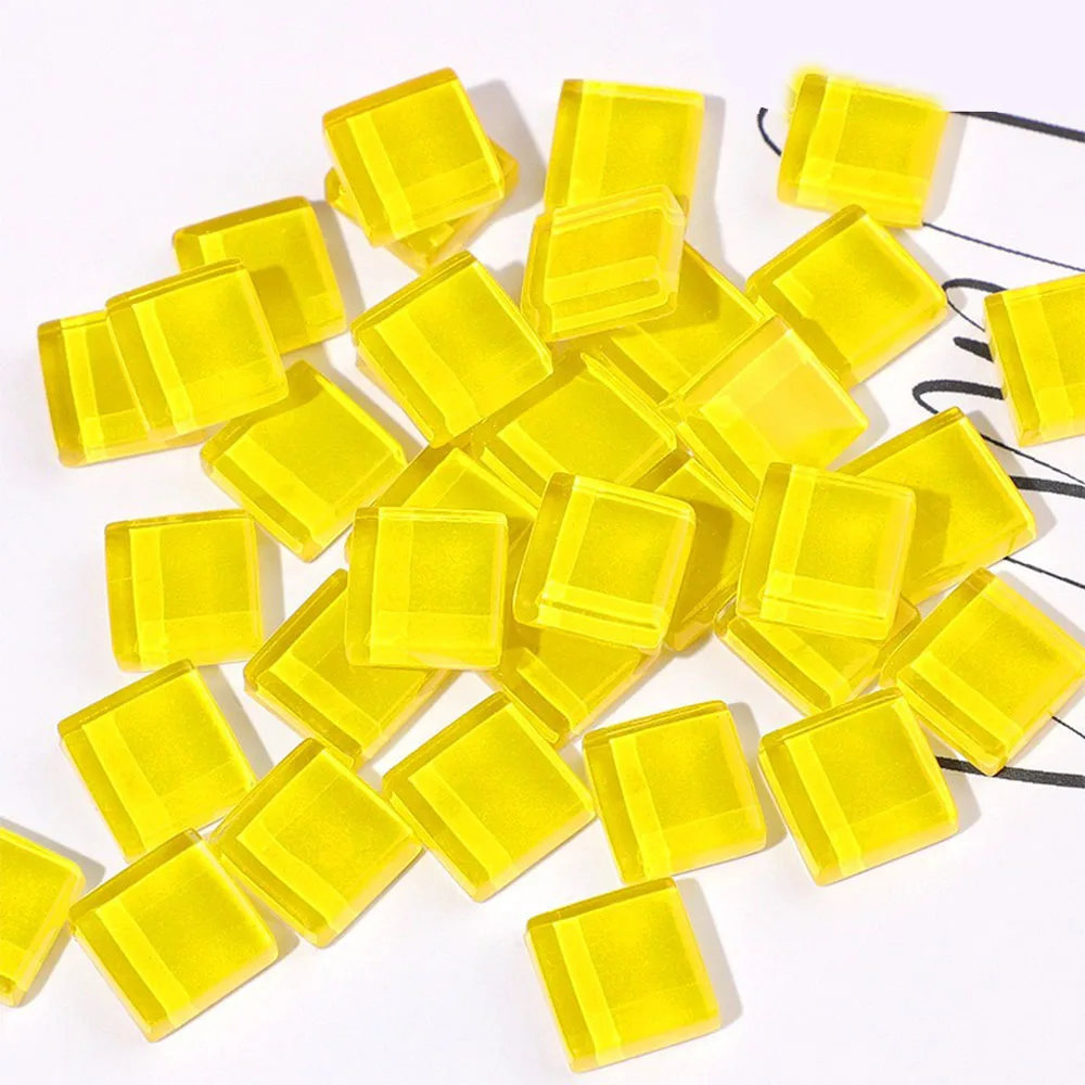 Mosaic Tiles for DIY Craft Blue Shine Assorted Color 50pcs Glass Glitter Grain Supplies Pieces Bulk Square Shape Home Decoration