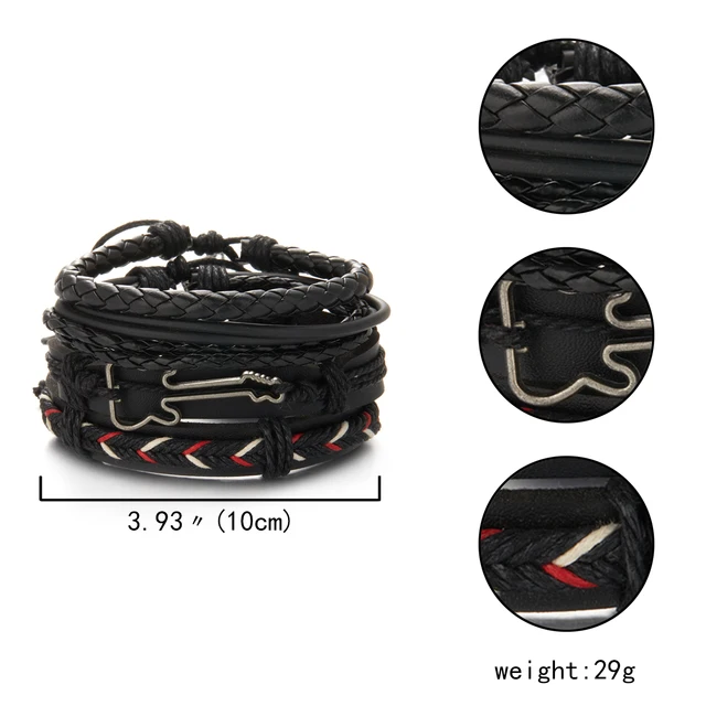 Touyony Premium Leather Bracelets for Men Stainless Steel Double Row  Braided Leather Bracelets extra links men dad Gift Jewelry Hand Jewelry