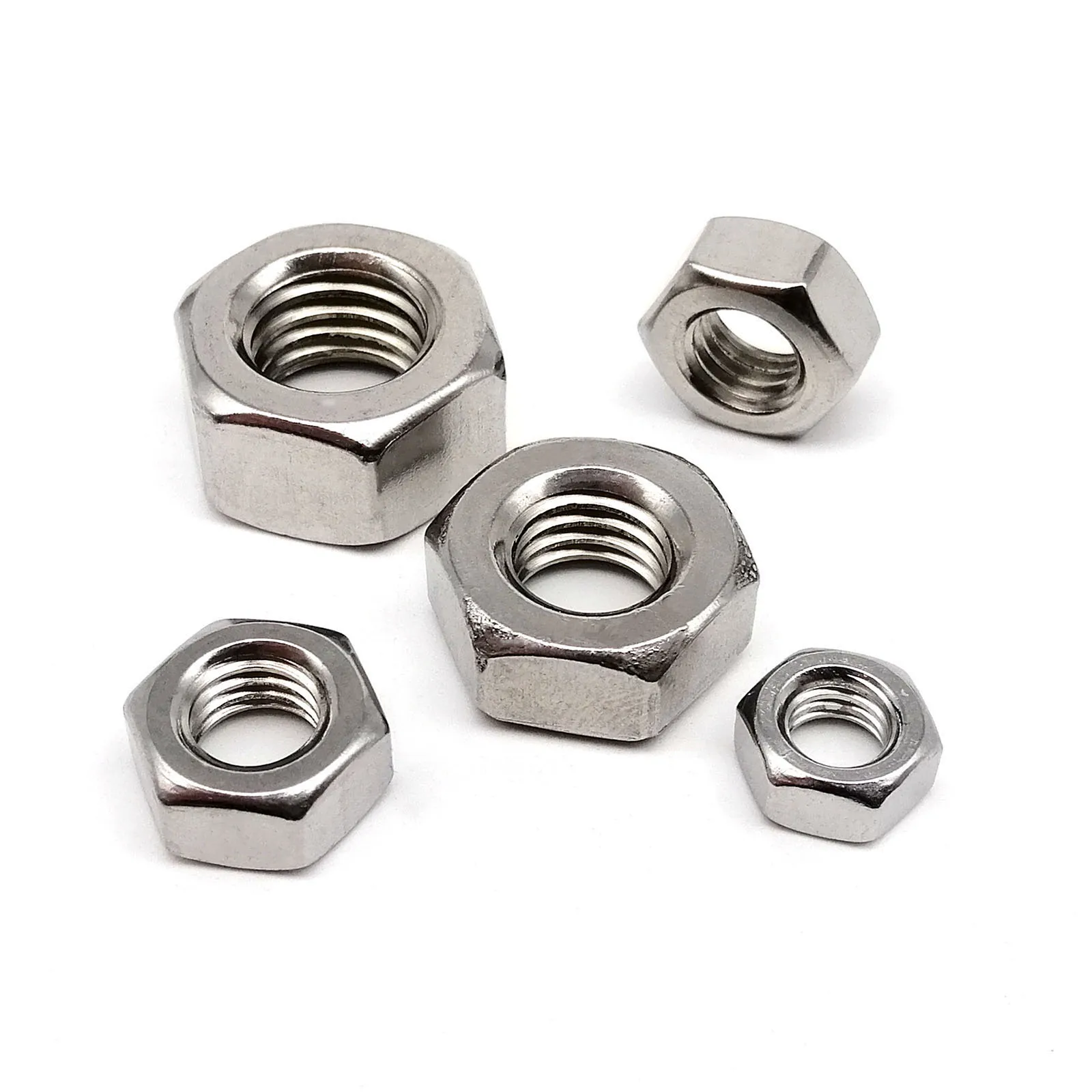 Hexagon Nut M1 M1.2 M1.4 M1.6 M2 M2.5 M3 M3.5 M4 M5 M6 M8 M10 M12 DIN934 A2 304 Stainless Steel 10/25/50/100/200/500pcs