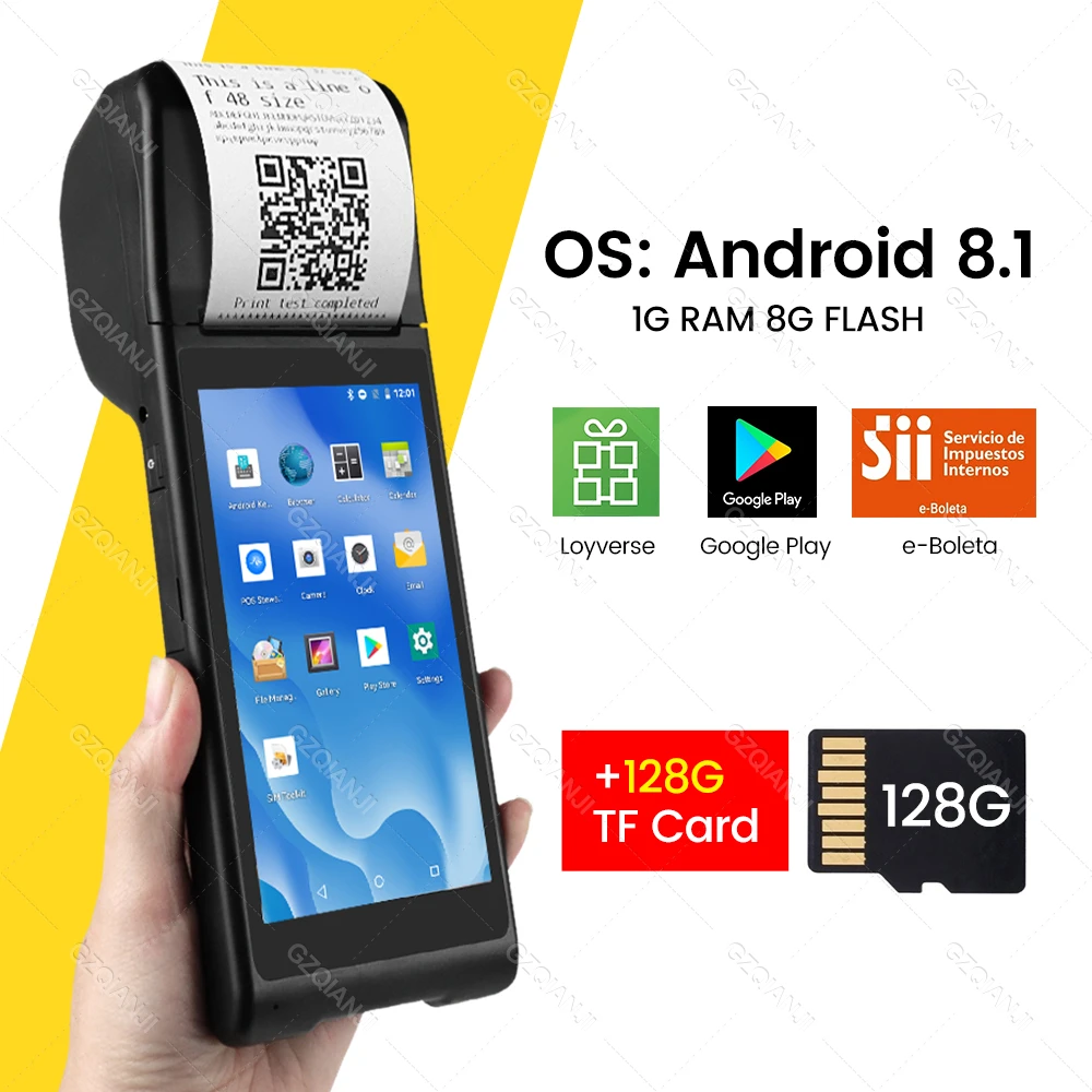 best mini thermal printer Android 8.1 PDA Terminal POS Machine 5.5 Inch Touch Screen Built-in 58mm Bluetooth Thermal Receipt Printer Support Wifi GPS pocket photo printer