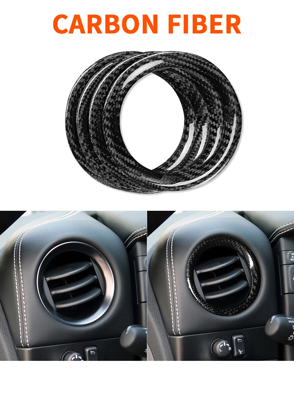 Car Air Outlet Conditioner Vent Tuyere Cover Trim Dry Carbon Fiber For Nissan GTR R35 2008-2016 Modification Accessories