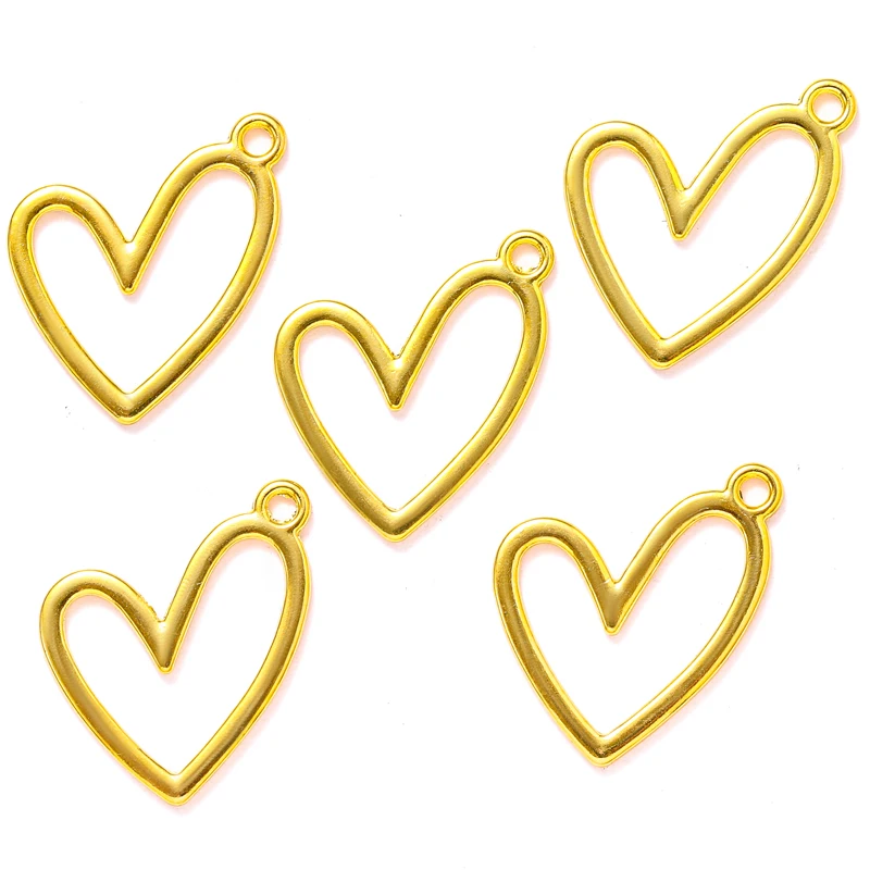 Hiromi⭐︎新品 K18YG 5mm ペンダントトップ HEART 15pcs 5 Color Oblique Hollow heart shaped Charm for Necklace