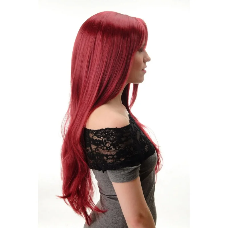 인간이 만든 머리 가발 여성용 페루에 품질 페루에 매우 길고 부드러운 조랑말 레드 가닛 레드 패션 사진 가발 70 cm