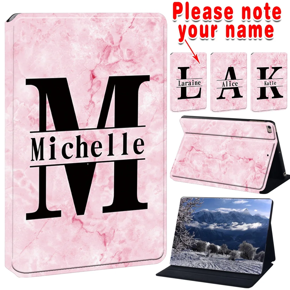 Elegant Marble Initial PU Leather Stand Case for Tablets - A to Z Letters