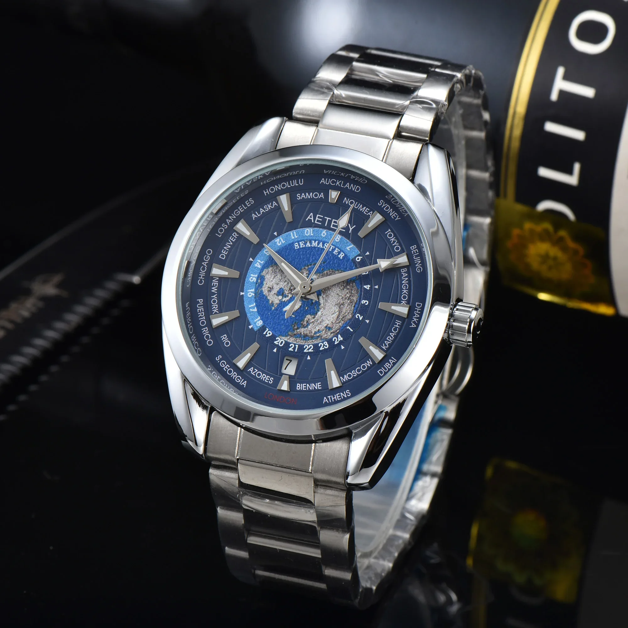 2024 Popular Blue Luxury Automatic Watches For Men Mechanical Movement Custome Wristwatch Daily Waterproof Top AAA+ Male Clocks automatic retractable awning 600x350 cm blue and white