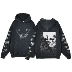 Customizable Retro Washed 100% Cotton Black Acid Vintage Oversized Hoodie - S (Black)