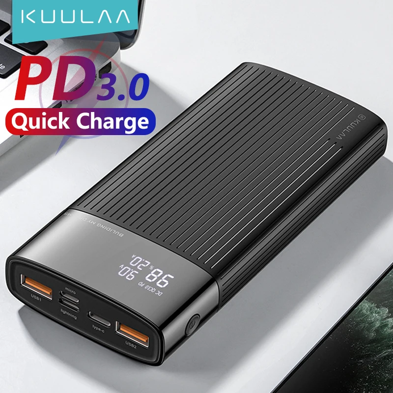 Kuulaa 20000Mah Power Bank Usb C Pd Caricabatterie Rapido Quick Charge 3.0 Batteria Esterna Portatile Per Iphone 11 Xiaomi Mi 10 Powerbank