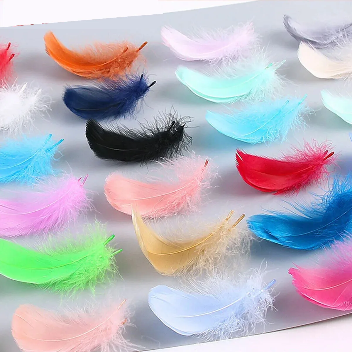 Natural Goose Feathers 100-500PCS Colored Decorative Handicraft Home Decoration Wind Catching Net Craft