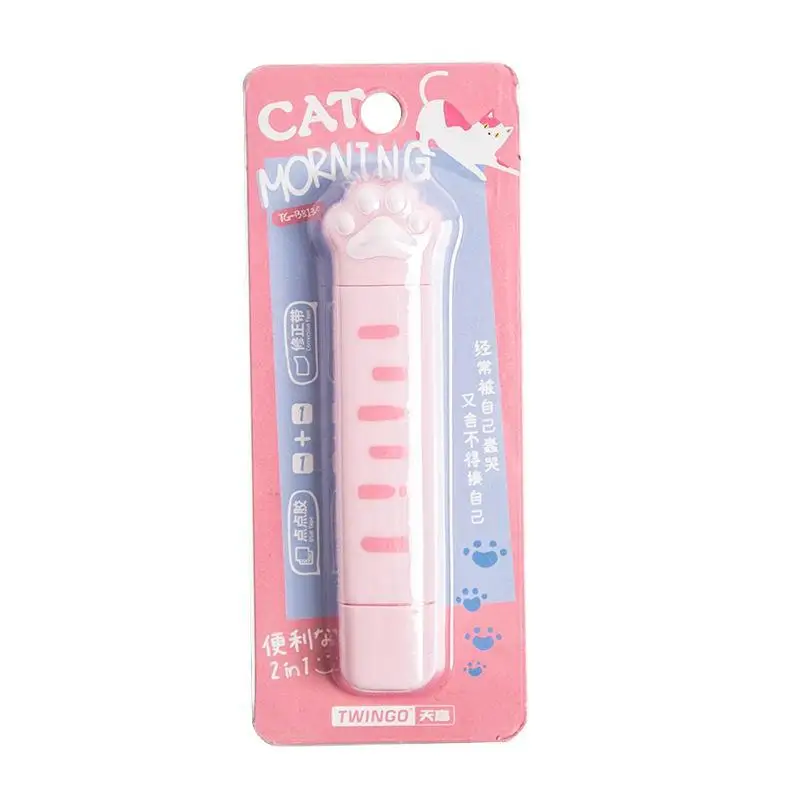 Correction Tape 5mm * 4m + 5mm * 3m Dot of Glue Cat Claw Students School Accessories