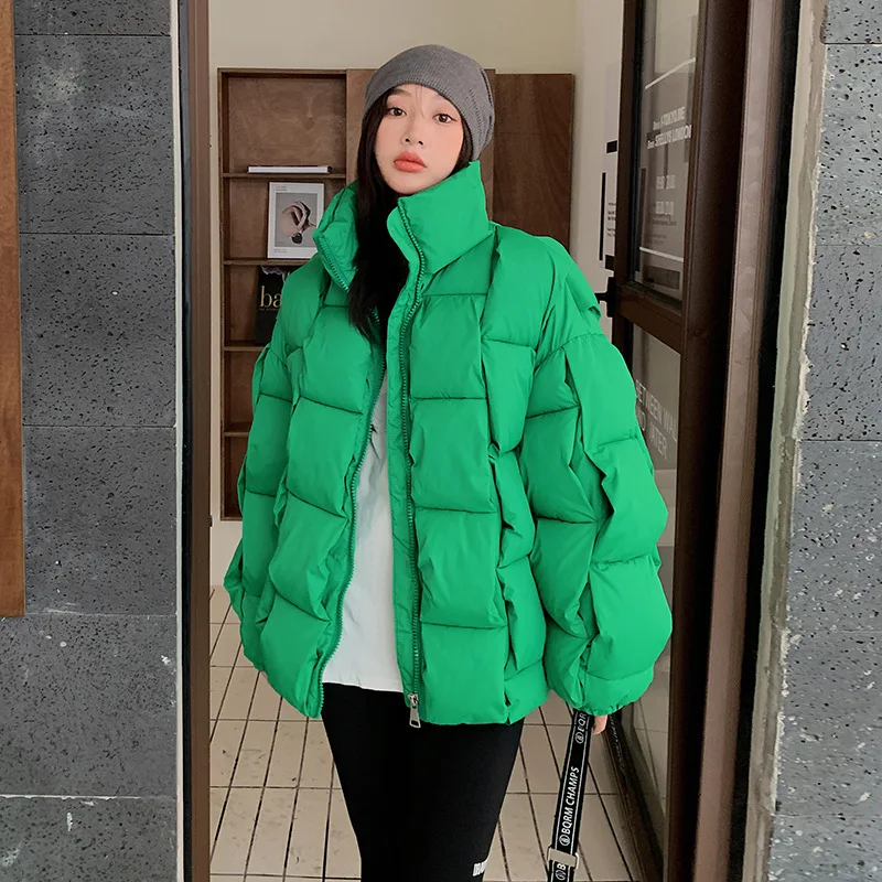 

2023 New Winter Jacket Women Parkas Personalized Block Cotton Coat Korean Warm Thicke Down Cotton Coat Couple Style Cozy Outwear