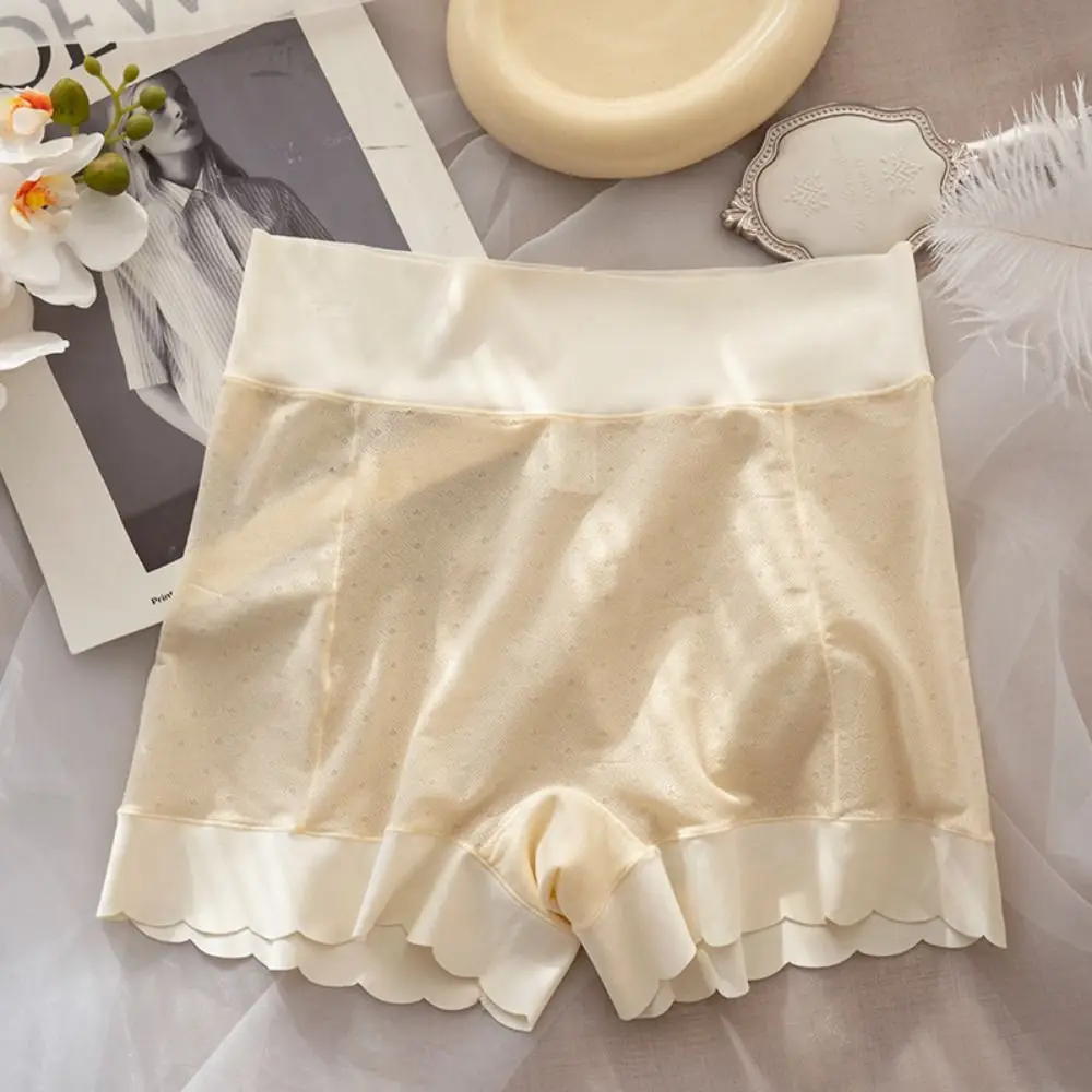Breathable Summer Large Size Lingerie Ice Silk Seamless Skirt Shorts Safety Short Pants Women Underwear High Waist Safety Shorts safety shorts high waist shorts women shorts underwear