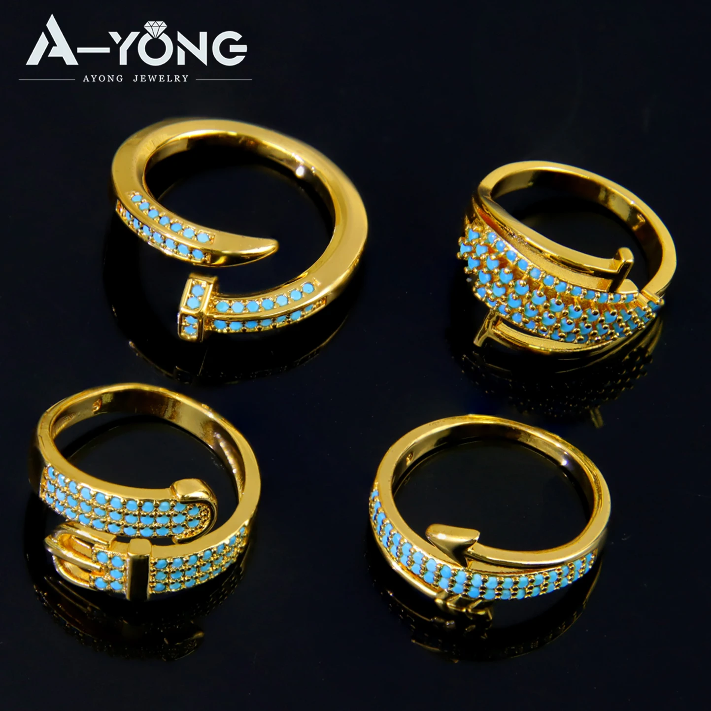 Luxus Dubai Mode Ringe 21k Gold Überzogene Brasilianische Zirkonia Cocktail Ring Nahen Osten Frauen Vintage Party Schmuck – Detail 4