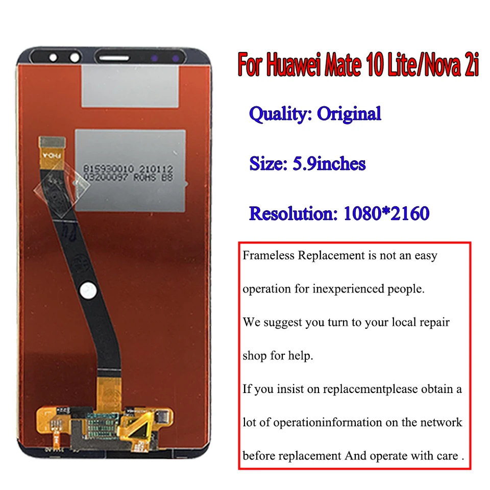 Écran LCD + Vitre Tactile Complet Pour Huawei Mate 10 Lite (RNE-L01) - Noir - Neuf Sous Emballage