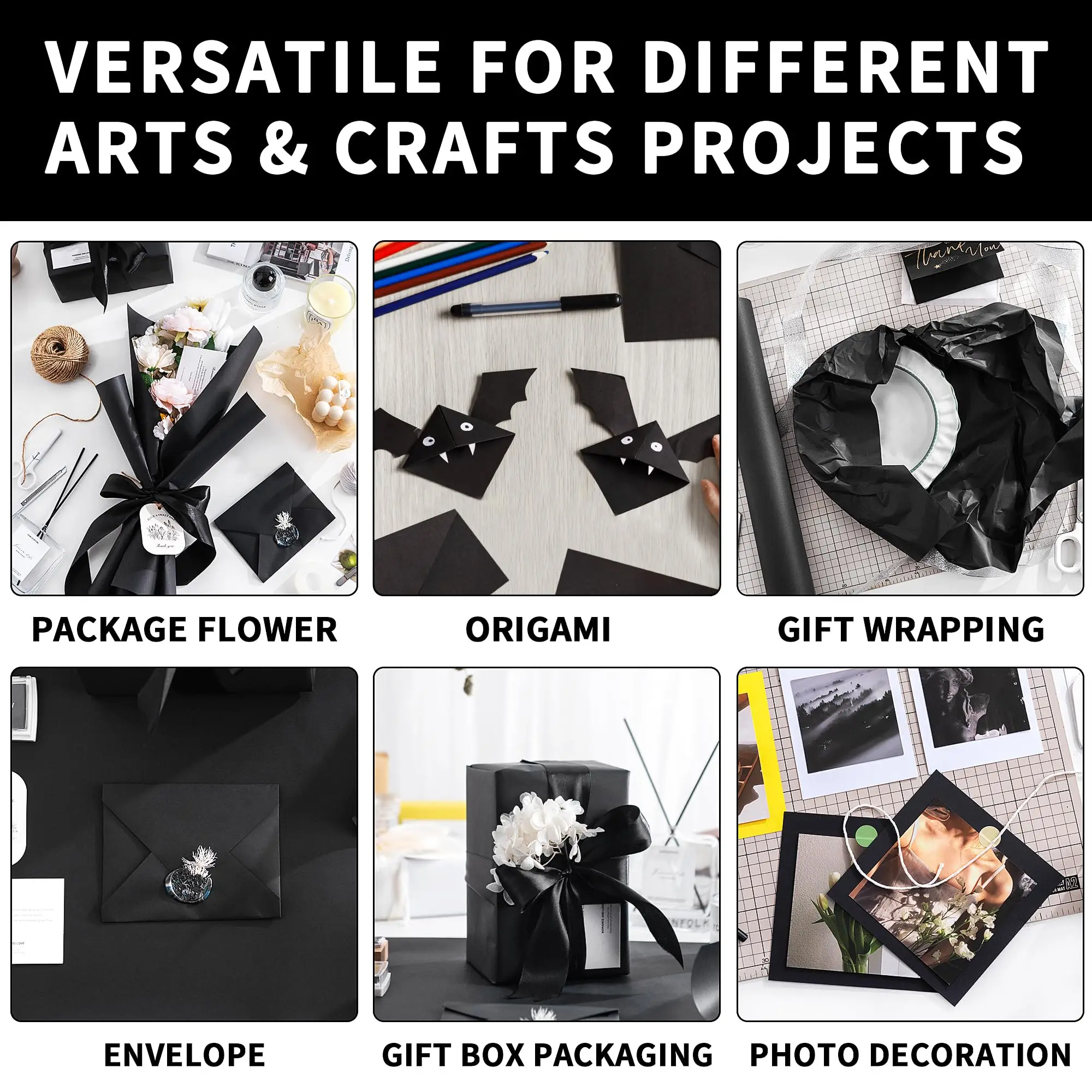 kraft paper Black Wrapping Paper Paper Perfect for DIY Crafts/Drawing/Gift Wrapping Wall Art/Wedding Birthday Festival Supply