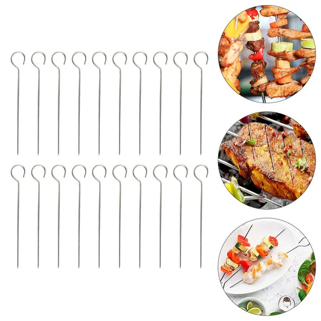 20 Db Rozsdamentes Acél Lúd Farok Tű Hús Húr Nyárs Fém Kabob Yakitori Grill Zöldségek - Image 5