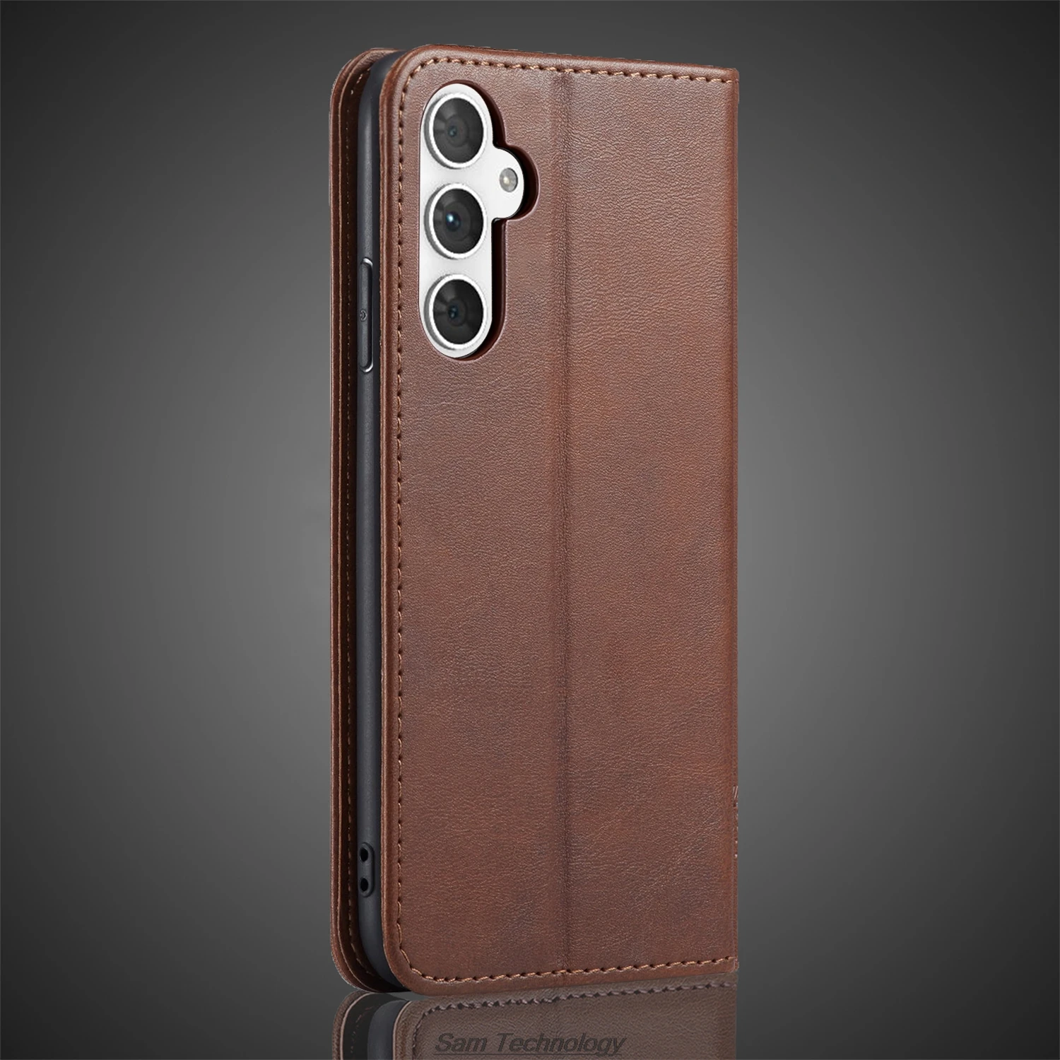 Premium Magnetic Leather Wallet Case - Universal Flip Cover with Holster