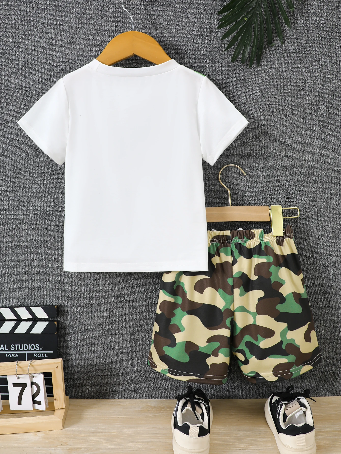 Boys Summer Clothing Set 2Pcs Breathable Fake Bag Print Short Sleeve T-Shirt and Camouflage Shorts Kids Casual Tracksuit Outfits - 3