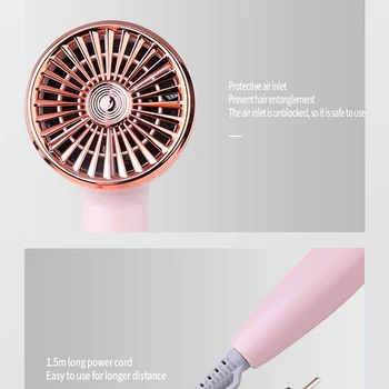 Portable Handle Compact Hair Dryer Foldable Low Noise Blower Dryer Hot Wind Long Life for Outdoor Travel 9