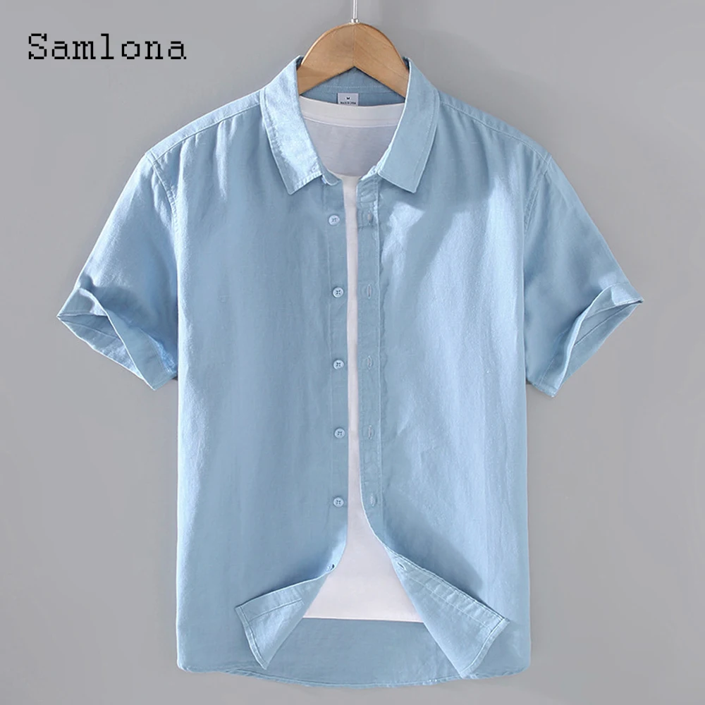 2023 Europe Cotton Linen Shirts Lepal Collar Shirt blusas Homme Ropa ...