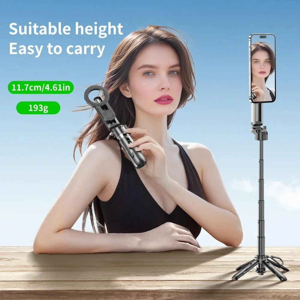 Mini Magnetic Selfie Stick with Detachable Wireless Remote Control 3 in 1 Retractable Handheld Selfie Stick for Smartphones