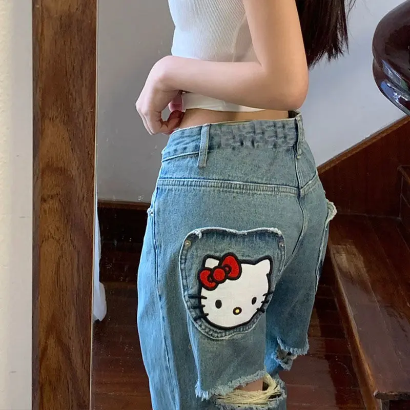 Hello Kitty Sanrio Printed Cargo Jeans Summer Y2k Harajuku Cargo