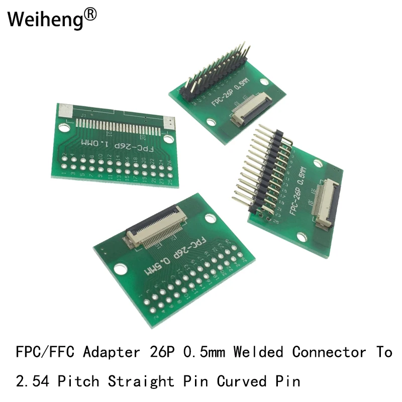 

FPC/FFC 26P Flexible Cable Adapter Board Double-sided 0.5mm To 2.54mm Straight Curved Needle