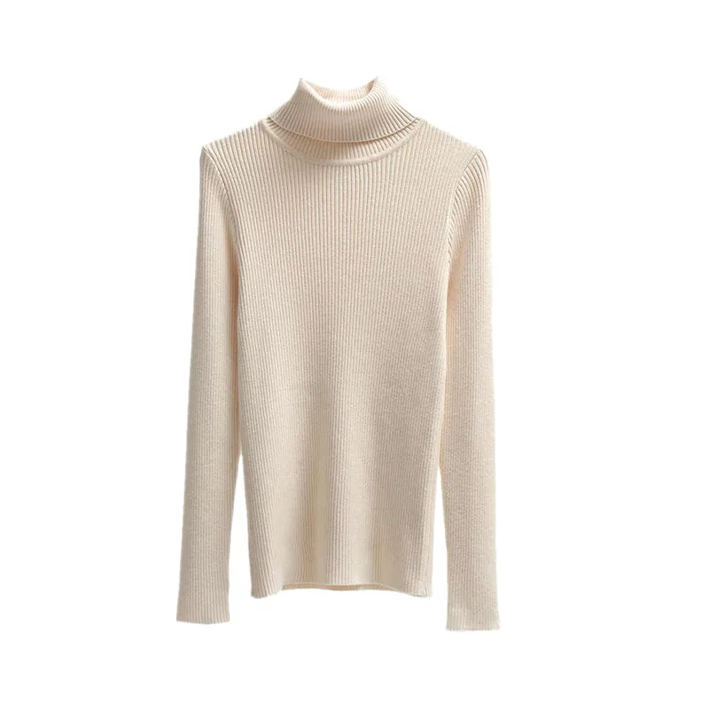 New Fall Autumn and Winter Semi-turtleneck Lady's Long Sleeve Sweater Fashion Casual Slim-fit Solid Color Knitted Bottom Shirt