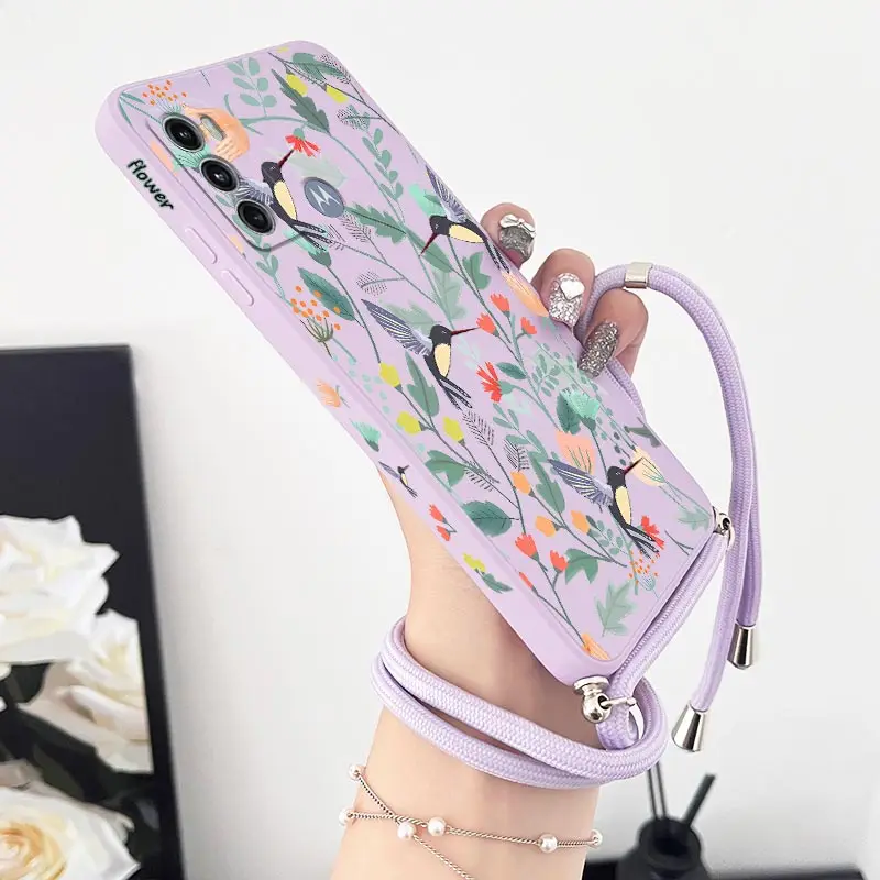 Silicone Crossbody Lanyard Phone Case - Free Bird Design