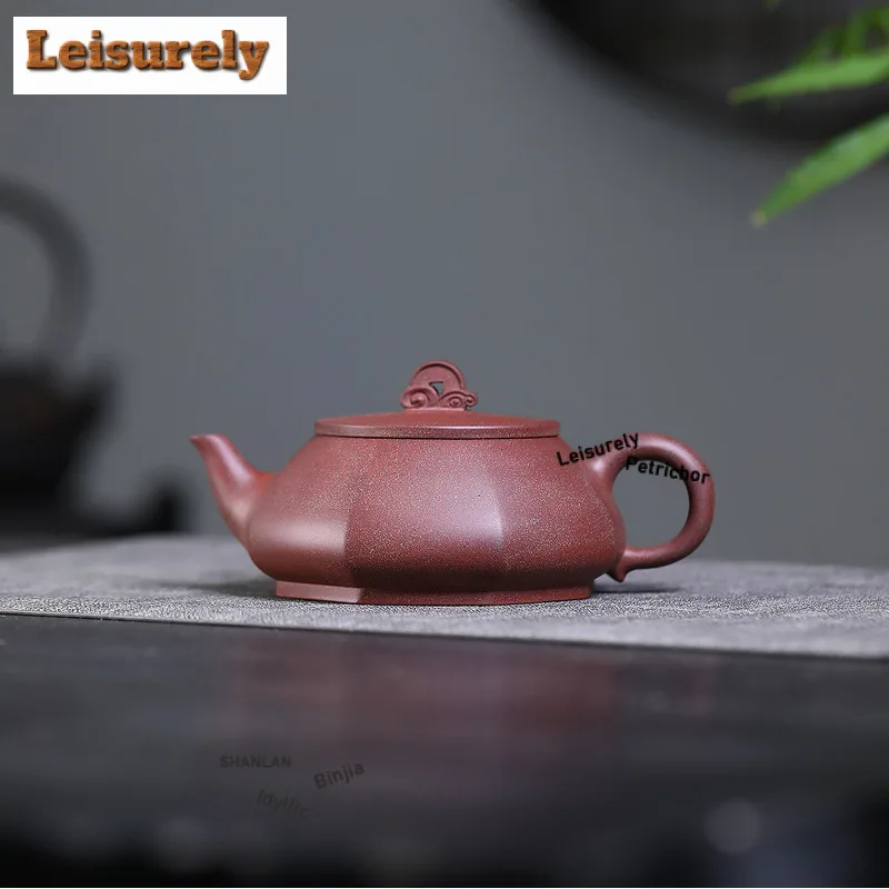370ml Yixing Purple Clay Teapots Master Handmade Hexagonal Pot Raw Ore Peach Blossom Mud Kettle With Strainer Zisha Tea Set Gift
