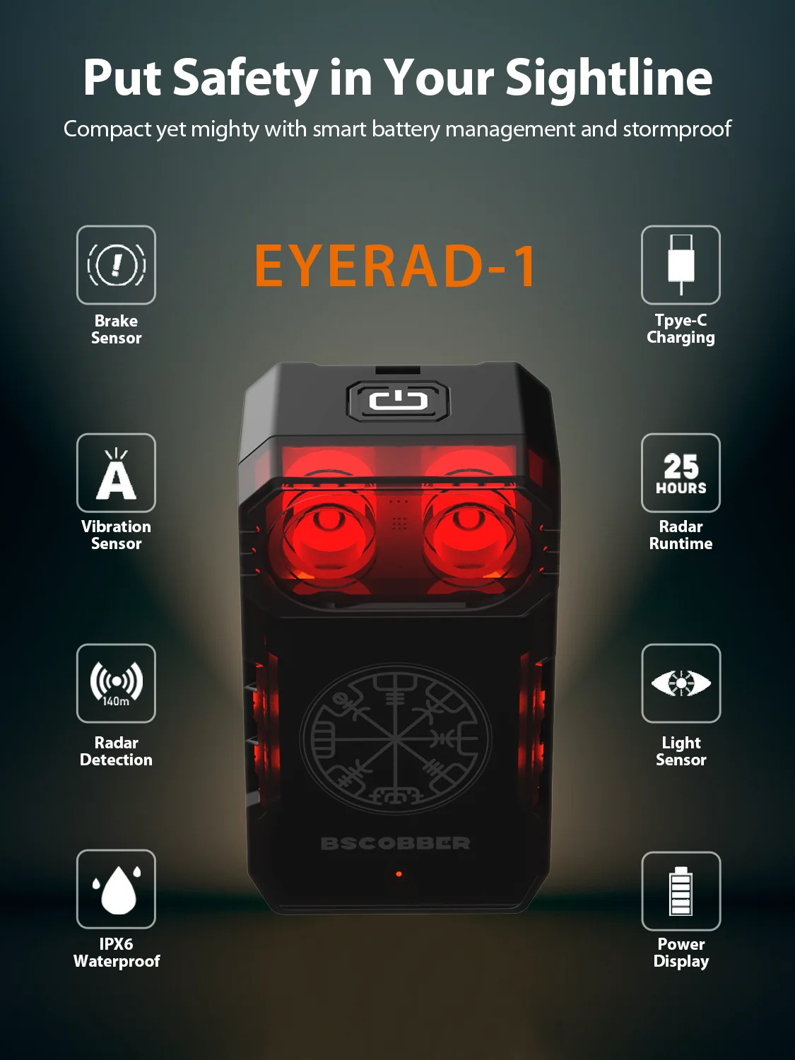 Smart Bike Taillight Bicycle Radar Tail Light IPX6 Waterproof Cycling Wireless T
