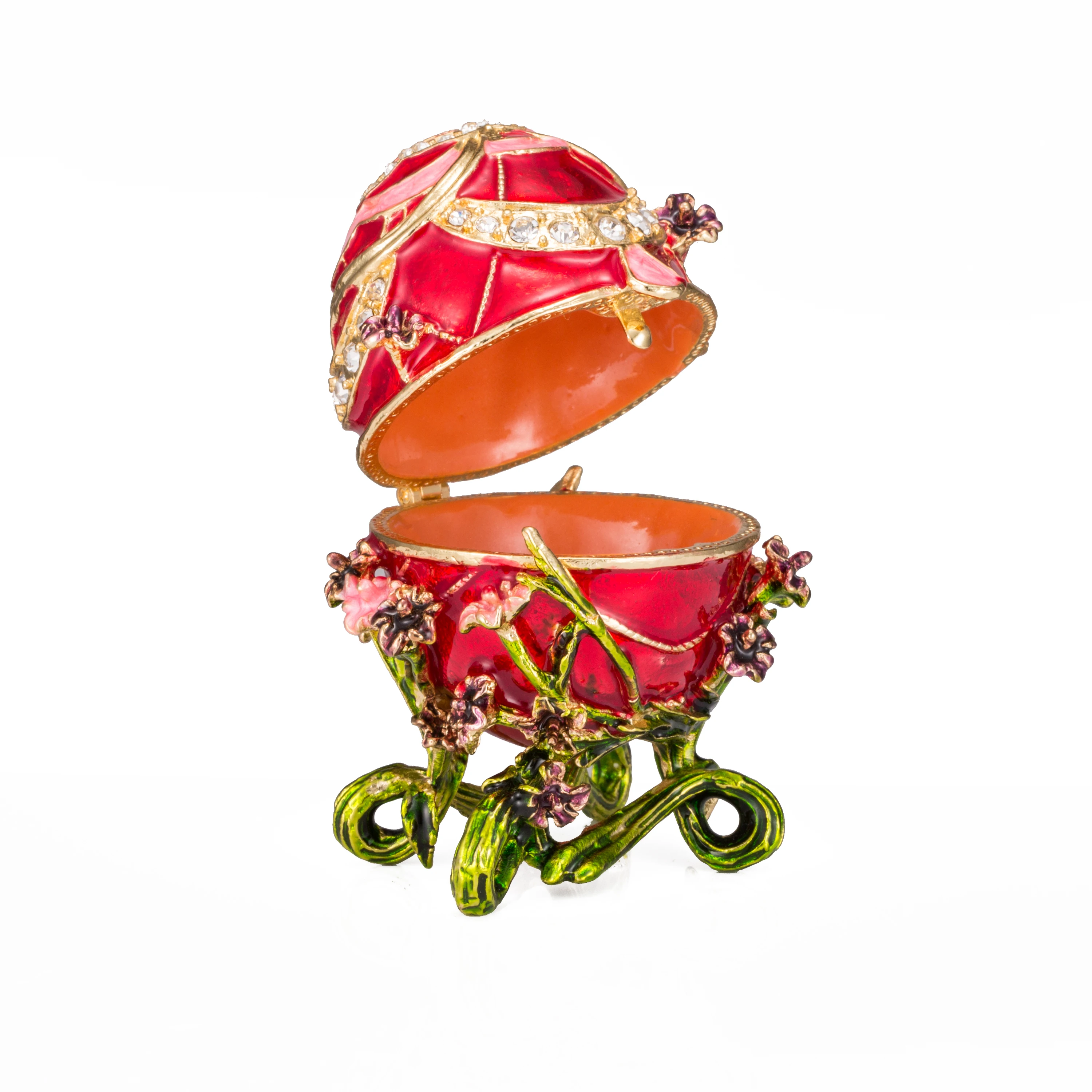 QIFU New Red Faberge Egg Trinket Box for Home Decor Gifts 4